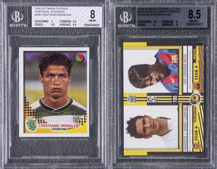 2002/03-2004/05 Panini and Mundi Cromo La Liga BGS-Graded Rookie Cards Pair (2 Different) Including Ronaldo and Messi